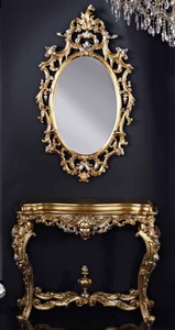 Casa Padrino luxury baroque mirror console gold / silver - Magnificent baroque console with wall mirror - Baroque Hotel & Castle Furniture - Luxury Quality - Made in Italy