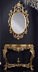 Casa Padrino consolle a specchio barocco di lusso oro / argento - Magnifica consolle barocco con specchio a parete - Mobili Barocchi per Hotel e Castello - Qualità di Lusso - Fatto in Italia
