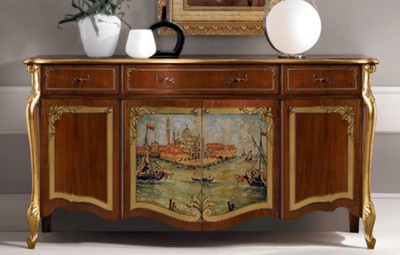 Casa Padrino credenza barocco di lusso marrone / multicolore / oro - Magnifico armadio in legno massello - Mobili per Soggiorno e Hotel Barocco - Qualità di Lusso - Fatto in Italia
