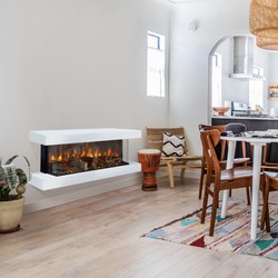 Casa Padrino luxury LED electric wall fireplace white 113.5 x 32 x H. 47 cm - Modern electric fireplace with remote control - Luxury Collection