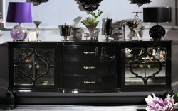 Casa Padrino credenza barocco di lusso nero / oro - Magnifico armadio in legno massello con 4 ante e 3 cassetti - Mobili Barocchi