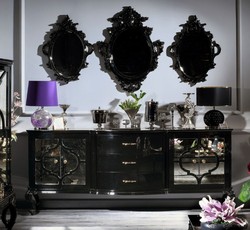 Luxus Barock Spiegel Wandspiegel Set Schwarz Luxury Baroque Mirror Wall Mirror Set Black
