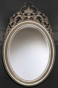 Ovaler Luxus Barock Spiegel Wandspiegel Silber Oval Luxury Baroque Mirror Wall Mirror Silver
