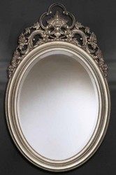 Casa Padrino miroir mural baroque de luxe argent - Miroir ovale de style baroque - Miroir de salon baroque - Miroir d'armoire baroque - Meuble Baroque - Qualité de Luxe - Fabriqué en Italie
