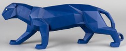 Casa Padrino scultura di pantera in porcellana di lusso blu opaco 50 x 12 x A. 19 cm - Figura decorativa realizzato a mano finissima porcellana spagnola - Accessori decorativi di lusso