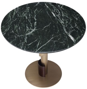 Casa Padrino Luxus Esstisch Grün / Messingfarben / Dunkelbraun Ø 85 x H. 76 cm - Runder Esszimmertisch mit Marmorplatte - Esszimmer Möbel - Luxus Qualität
