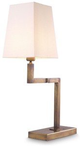 Casa Padrino lampe de table de luxe laiton vintage / blanc H. 69 cm - Lampe de bureau noble avec bras pivotant et abat-jour - Qualité de Luxe