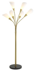 Luxus Designer Metall Stehleuchte mit Marmorsockel Antik Messingfarben Schwarz Weiß Luxury Designer Metal Floor Lamp with Marble Base Antique Brass Black White