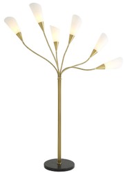 Casa Padrino luxury floor lamp antique brass / black / white Ø 140 x H. 188 cm - Modern metal floor lamp with marble base and 6 flexible arms - Luxury Collection