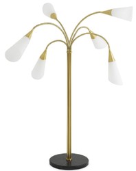 Casa Padrino luxury floor lamp antique brass / black / white Ø 140 x H. 188 cm - Modern metal floor lamp with marble base and 6 flexible arms - Luxury Collection