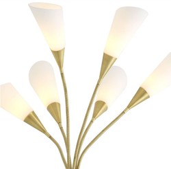 Casa Padrino luxury floor lamp antique brass / black / white Ø 140 x H. 188 cm - Modern metal floor lamp with marble base and 6 flexible arms - Luxury Collection