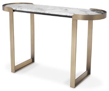 Casa Padrino luxury console brass / white 120 x 40 x H. 75.5 cm - Stainless steel console table with marble top - Luxury living room furniture