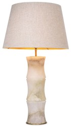 Casa Padrino luxury table lamp alabaster / antique brass / beige Ø 38 x H. 88 cm - Modern alabaster writing desk lamp in bamboo look - Luxury Collection
