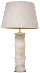 Casa Padrino luxury table lamp alabaster / antique brass / beige Ø 38 x H. 88 cm - Modern alabaster writing desk lamp in bamboo look - Luxury Collection