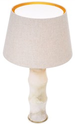 Casa Padrino luxury table lamp alabaster / antique brass / beige Ø 38 x H. 88 cm - Modern alabaster writing desk lamp in bamboo look - Luxury Collection
