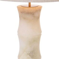Casa Padrino luxury table lamp alabaster / antique brass / beige Ø 38 x H. 88 cm - Modern alabaster writing desk lamp in bamboo look - Luxury Collection