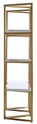 Casa Padrino armario de estantería de lujo oro / blanco 165 x 46,5 x A. 185 cm - Armario de acero inoxidable con 3 estantes de mármol artificial - Armario de Oficina - Muebles de Salón