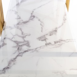 Casa Padrino armario de estantería de lujo oro / blanco 165 x 46,5 x A. 185 cm - Armario de acero inoxidable con 3 estantes de mármol artificial - Armario de Oficina - Muebles de Salón