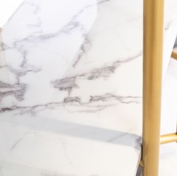 Casa Padrino armario de estantería de lujo oro / blanco 165 x 46,5 x A. 185 cm - Armario de acero inoxidable con 3 estantes de mármol artificial - Armario de Oficina - Muebles de Salón