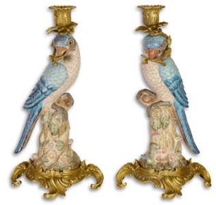 Jugendstil Kerzenhalter Kerzenständer Set Papageien Art Nouveau Candle Holder Candlestick Set Parrots Jugendstil Kerzenhalter Kerzenständer Set Papageien Art Nouveau Candle Holder Candlestick Set Parrots