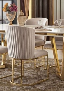 Casa Padrino luxury dining chair set of 6 gray / gold 66 x 52 x H. 90 cm - Luxury Dining Room & Restaurant Furniture