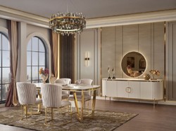 Casa Padrino set di 6 sedie da pranzo di lusso grigio / oro 66 x 52 x A. 90 cm - Mobili per Sala da Pranzo e Ristorante di Lusso
