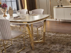 Casa Padrino set di 6 sedie da pranzo di lusso grigio / oro 66 x 52 x A. 90 cm - Mobili per Sala da Pranzo e Ristorante di Lusso