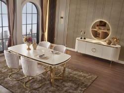 Casa Padrino set di 6 sedie da pranzo di lusso grigio / oro 66 x 52 x A. 90 cm - Mobili per Sala da Pranzo e Ristorante di Lusso