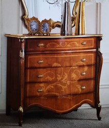 Casa Padrino luxury baroque chest of drawers dark brown / gold - Mahogany cabinet 3 drawers and secretary folding compartment - Baroque Furniture - Luxury Quality - Made in Italy