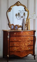 Casa Padrino luxury baroque chest of drawers dark brown / gold - Mahogany cabinet 3 drawers and secretary folding compartment - Baroque Furniture - Luxury Quality - Made in Italy