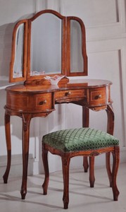 Casa Padrino Luxury Baroque Bedroom Set Green / Brown - 1 Baroque Make Up Dresser & 1 Baroque Mirror & 1 Baroque Stool - Baroque Bedroom & Hotel Furniture - Luxury Quality - Made in Italy