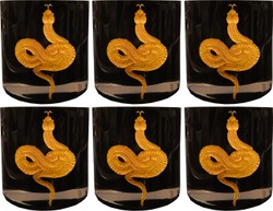 Casa Padrino luxury baroque whiskey glass set of 6 snake black / gold Ø 8 x H. 9 cm - Handmade and hand engraved whiskey glasses - Hotel & Restaurant Accessories - Luxury Quality Casa Padrino luxury baroque whiskey glass set of 6 snake black / gold Ø 8 x H. 9 cm - Handmade and hand engraved whiskey glasses - Hotel & Restaurant Accessories - Luxury Quality
