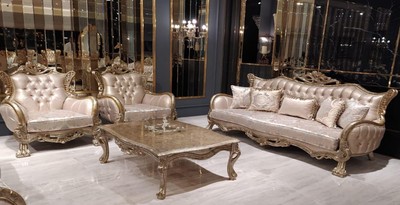Casa Padrino ensemble de salon baroque de luxe rose / argent / argent antique - 2 Canapés Baroques avec Motif & 2 Fauteuils Baroques avec Motif & 1 Table Basse Baroque - Meuble de salon baroque

