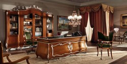 Casa Padrino armoire baroque de luxe avec 4 portes marron / argent - Armoire étagère en bois massif - Armoire de salon - Armoire de bureau - Meuble baroque - Qualité de Luxe - Fabriqué en Italie