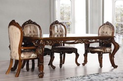 Casa Padrino set da sala da pranzo barocco di lusso grigio / marrone / oro - 1 Tavolo da Pranzo Barocco e 6 Sedie da Pranzo Barocco - Mobili per sala da pranzo barocco - Nobile e Magnifico