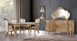 Casa Padrino conjunto de muebles barrocos de lujo oro antiguo - 1 Aparador Barroco con 4 Puertas y 1 Espejo de Pared Barroco - Muebles Barroco - Noble y Magnífico
