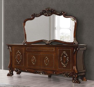 Luxus Barock Sideboard mit Spiegel Braun Gold Luxury Baroque Sideboard with Mirror Brown Gold