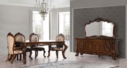 Casa Padrino luxury baroque furniture set brown / gold - 1 Baroque Sideboard with 4 Doors and Drawer & 1 Baroque Wall Mirror - Baroque Furniture