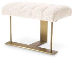 Casa Padrino luxury stool cream / brass 62 x 46 x H. 45 cm - Upholstered stool with stainless steel frame - Luxury Living Room & Hotel Furniture - Luxury Quality