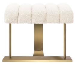 Casa Padrino luxury stool cream / brass 62 x 46 x H. 45 cm - Upholstered stool with stainless steel frame - Luxury Living Room & Hotel Furniture - Luxury Quality