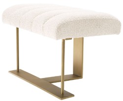 Casa Padrino luxury stool cream / brass 62 x 46 x H. 45 cm - Upholstered stool with stainless steel frame - Luxury Living Room & Hotel Furniture - Luxury Quality