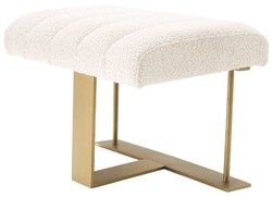 Casa Padrino luxury stool cream / brass 62 x 46 x H. 45 cm - Upholstered stool with stainless steel frame - Luxury Living Room & Hotel Furniture - Luxury Quality