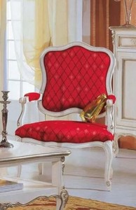 Casa Padrino fauteuil baroque de luxe rouge / blanc / argent - Fauteuil de salon fait main - Mobilier de salon baroque - Qualité de Luxe - Fabriqué en Italie