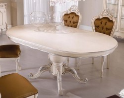 Luxus Barock Massivholz Esstisch Creme Silber Luxury Baroque Solid Wood Dining Table Cream Silver