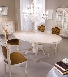 Luxus Barock Massivholz Esstisch Creme Silber Luxury Baroque Solid Wood Dining Table Cream Silver