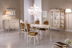 Luxus Barock Massivholz Esstisch Creme Silber Luxury Baroque Solid Wood Dining Table Cream Silver