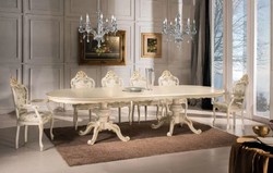 Casa Padrino luxury baroque dining table cream / gold - Magnificent solid wood dining room table in baroque style - Baroque dining room furniture - Luxury Quality - Made in Italy