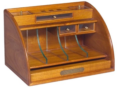 Casa Padrino luxury desk organizer box light brown 37.5 x 25 x H. 24 cm - Elegant solid wood office box - Luxury Office & Desk Accessories