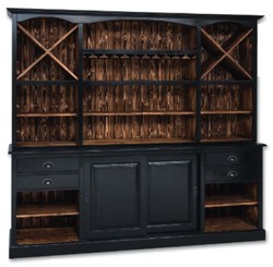 Casa Padrino country style bar cabinet black / dark brown 240 x 50 x H. 210 cm - Solid wood wine cabinet in country style - Country style bar furniture