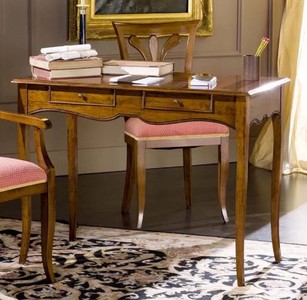 Casa Padrino luxury Biedermeier desk brown - Handmade solid wood secretary with 2 drawers - Biedermeier office furniture - Luxury Quality - Made in Italy